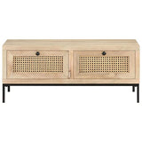 Keyur Table Basse, Table d'Appoint Table d'Appoint Table de Cocktail Table de Centre Table de Canapé Table à Thé Table Basse 90x50x37 cm Bois de Manguier Massif et Cannage Naturel