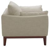 Marque Amazon - Stone & Beam Hillman Fauteuil pour salon style Mid-Century avec pieds et base en bois, 99 cm de large, Ivoire,