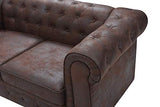 Canapé 3 Places,Chesterfield, Marron, 202cm x 82cm x 72cm
