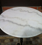 GM-Milte Table de jardin Table bistro en marbre Blanc, Pied en fonte Ø 60 cm