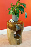 Table d'appoint Salavan en Bois de Racine - Tabouret en Teck Massif de 42 cm - Convient comme Support de Fleurs ou Table de Chevet pour Le Salon