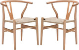 YAXANSIH Lot de 2 chaises de Salle à Manger, Cuisine, Style Wishbone en Poly et écorce (Couleur : Naturel)
