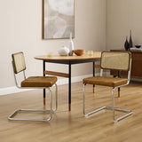 Zouron Chaises De Cuisine en Rotin Lot de 2, Chaises De Salle à Manger Modernes du Milieu du SièCle, Chaises De Cuisine sans Accoudoirs avec Dossier en Rotin Tressé, Pieds en MéTal, Marron