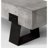 MATHI DESIGN Beton - Banc Beton et Acier Noir L160
