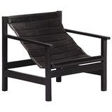 Tidyard Fauteuil de Relaxation | Fauteuil de Salon Vintage en Cuir Véritable Noir