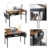 HOOBRO Bureau, Table à Dessin, Table Informatique, Table d’étude avec Dessus Inclinable, avec Pochette de Rangement Amovible et Étagère, Bandes Antidérapantes, Stable, Montage Facile EBF55DN01