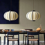 NAMFMSC E27 Source de lumière Simple tête Ronde Simple Suspension Japonaise rétro Classique Lanterne Tissu Lustre Abat-Jour Plafond Suspension Suspension Lampe Restaurant Bar éclairage luminaires