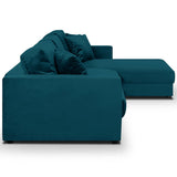 Canapé d'angle Droit Convertible 5 Places en Velours Bleu Canard avec Coffre de Rangement - Robin