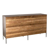 MACABANE Buffet 3 Portes Teck recyclé Pieds métal, 175x51x79