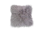 Housse de coussin en peau de mouton de Mongolie, Laine, gris, 40 x 40