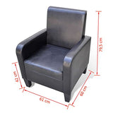 vidaXL Fauteuil Rembourré Canapé de Salon Sofa en Cuir Synthétique Noir