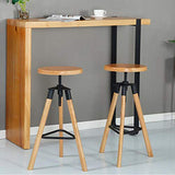HXSM Tabouret De Bar Pivotants Tabourets De Cuisine en Bois Massif Hauteur Réglable Tabouret De Comptoir Chaise De Salle À Manger Ronde Industrielle Hauteur D’Assise De 65-75CM