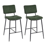 MEUBLE COSY Lot de 2 Tabouret de Bar avec Dossier et Repose-Pieds, Siège Rembourrés de 69 cm de Haut, Cadre en métal, Chaises Hautes en Tissu, Style Industriel, Vert