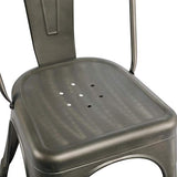 Yaheetech Chaise de Salle à Manger Lot de 4 Industrielle Tabouret de Cuisine Moderne 45 cm H Empilable avec Dossier Jardin Balcon Bistrot Café Salon Exterieur Interieur Couleur de Metal