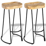 vidaXL Tabourets de Bar Lot de 2 Bois de manguier Massif
