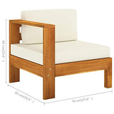 vidaXL Canapé de Jardin 3 Places et Coussins Sofa de Terrasse Canapé d'Extérieur Sofa de Jardin Meuble de Terrasse Blanc Crème Bois d'Acacia