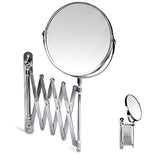 Tatkraft Aurora - Miroir Mural Télescopique Salle de Bain - Miroir Rond Pivotant Double Face Décrochable - Miroir Grossissant Pliable - Bras Extensible et Rétractable Jusqu’à 60 cm - Diamètre: 17 cm
