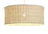 Luminaire Tambour 45, suspension rotin, 60 W, Blanc, ø 45 x H 19 cm