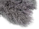 Housse de coussin en peau de mouton de Mongolie, Laine, gris, 40 x 40