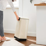 SONGMICS Poubelle 30L, avec pédale en Acier, Seau intérieur et Couvercle, poignée, Fermeture discrète, hermétique, pour Cuisine, Salon, Blanc Cassée LTB001A01