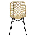 Rendez vous déco - Chaise en Rotin Naturel - Tamara - Chaise Salle à Manger/Cuisine - Lot 2 Chaises - Piètement Métal