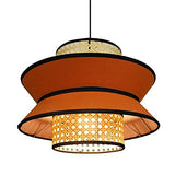 Ybzx Plafonnier Style Chinois Tissu Lustre Simplicité Restaurant Café Rotin Art Lampe Tissé À La Main Tissage Pendentif Lumière E27 Drop Light Intérieur Suspension Lumière Couleur: Orange/Bleu