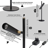 LUUK LIFESTYLE Lampe de table à LED, design esthétique minimaliste, lampe de bureau, lampe de lecture, lampe de chevet, contrôle tactile, luminosité réglable, luminaire d’appoint, noir mat