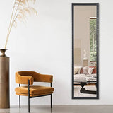 AUFHELLEN Miroir Mural sur Pied 120x30 cm HD Miroir avec Cadre avec Crochet pour Salon, Chambre ou Dressing (Noir)