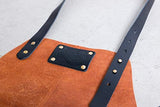Tablier de luxe en cuir - Brin clair (cognac) - Tablier de cuisine - Tablier BBQ - Cadeau pour la fête des pères - Cadeau pour homme - 81 cm * 56 cm