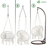 VOUNOT Fauteuil Suspendu à Franges avec Coussins de Siège Confortables et Kit de Suspension Durable Ø80cm Chaise Balançoires pour Intérieur et Extérieur Siège Suspendu Beige