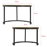 [en.casa] Set de 2 Tables Basses Rondes Gigognes Table de Salon Panneaux de Particules Métal Couleur Bois Noir Tailles