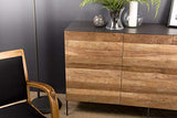 MACABANE Buffet 3 Portes Teck recyclé Pieds métal, 175x51x79