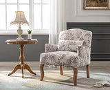 chairus Chaise Longue Rembourré en Lin Rétro Canapé Fauteuil à Imprimé avec Pieds en Bois Chaise de Loisirs pour Balcon Salon (Beige)