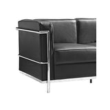 Tousmesmeubles Canapé 2 Places Cuir Noir - CORBS - L 131 x l 70 x H 67 - Neuf