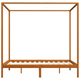 vidaXL Pin Massif Cadre de Lit à Baldaquin Lit Double Lit Adulte Lit Coffre Sommier à Lattes Chambre à Coucher Maison Intérieur Marron Miel 160x200 cm