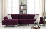 BHDesign Amanda New - Canapé d'angle Moderne 5 Personnes - Velours - Coloris Violet