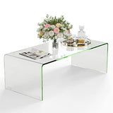 GOPLUS Table Basse Verre Trempé, Table de Salon d’Appoint Moderne Minimaliste sans Assemblage, pour Salon, Chambre, Appartement 108X50X35 CM