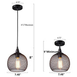 Mengjay Pendentif Industriel Rétro En Métal E27 Ampoule En Forme de Noir Fini Suspension Luminaire Suspendu Pour Cuisine Island Salle À Manger Ferme Pas D'Ampoule(Ø22 cm)