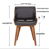 folk Style rétro Simili Cuir à Manger Chaise de Bureau en Bois Finitions Noyer (Noir Faux Cuir/Coussin de siège rectangulaire)