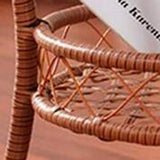 Zidao Rotin Table Basse Ronde, Plateau en Verre Cadre en Acier Tablette inférieure Patio mobi Petite Table thé Table Ronde Table de Loisirs Simple Moderne,Marron