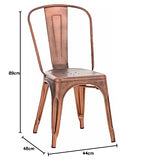 Chaise Empilable Au Design Industriel Benedikt I Siège Original en Métal avec Dossier Haut I Pieds avec Patins De Protection I Assise 46 cm, Couleur:cuivre