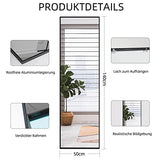 AUFHELLEN Miroir sur Pied 140x50cm avec Cadre en Métal Noir Miroir sur Pied HD Grand Miroir Mural avec Crochets pour Salon, Chambre et Dressing Miroir