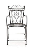 Chaise de Jardin en Fer Forgé Sheela - Design Romantique avec Dossier Accoudoirs et Repose-Pieds - Chaise de Terrasse en Fer avec de Belles, Couleur:Bronze