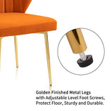 chaises de Salle à Manger Modernes en Velours - avec Pieds en métal doré - pour Salle à Manger, Cuisine, Le Salon (Lot de 2, Orange)