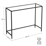 VASAGLE Table Console, Table d’entrée, Bout de canapé, Dessus de Table en Verre trempé, Cadre métallique, Robuste, Pieds réglables, pour Salon, entrée, Couloir, Noir LGT026B01