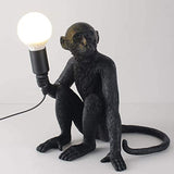 Maojisheng Lampe Singe Assis en Résine, Culot E27 - Pour Bar, Café, Restaurant Décoration d'art etc (Noir - Lampe de Table Assise)