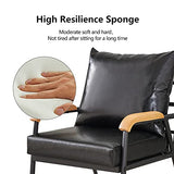 CLIPOP Fauteuil rétro Moderne avec Cadre en métal et Coussin en Cuir synthétique pour Salon, Chambre à Coucher, Salon (Noir)