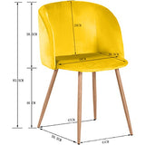 JIASEN - Fauteuil de salle à manger en velours 2 pièces avec pieds en métal tapissés pour chambre à coucher, salle de séjour, chaise de baignoire temporaire de cuisine (jaune)