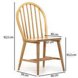 VS Venta-stock Pack 2 chaises Clarck Couleur chêne, Bois Massif, 48 cm (Longueur) 48 cm (Profondeur) 92 cm (Hauteur)
