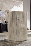 MASSIVMOEBEL24.DE Tabouret Naturel Ø35cm - Tronc d'acacia laqué (Blanc) - UNIKA